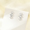 Brass Micro Pave Clear Cubic Zirconia Stud Earrings EJEW-R016-26P-14-2