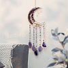 Moon Natural Amethyst & Agate Woven Net Suncatchers PW-WG17811-03-1