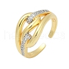 Brass Micro Pave Cubic Zirconia Open Cuff Ring for Women RJEW-F177-03GP-12-2