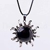 Natural Obsidian Sun Pendant Necklace NV9131-2-1