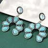 Alloy Synthetic Turquoise Dangle Stud Earrings EJEW-U053-09B-AS-1