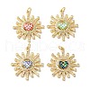Sun with Heart Brass Micro Pave Cubic Zirconia Pendants KK-K385-071G-1