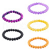 5 Colors Halloween Glass Beads Beaded Stretch Bracelet Sets BJEW-TAC0026-12