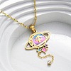 304 Stainless Steel Hot Pearl Enamel Constellation Planet Pendant Necklaces NJEW-D310-01F-G-4