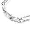 304 Stainless Steel Textured Paperclip Chain Bracelets BJEW-JB05112-2