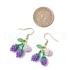 Flower with Cherry 304 Stainless Steel Glass Seed Beads Dangle Earrings EJEW-MZ00419-01-3