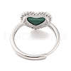 Heart Natural Malachite Adjustable Rings RJEW-Q817-05P-03-3