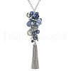 Bohemian Style Heart 201 Stainless Steel & Alloy & Glass Bead Tassel Pendant Necklaces for Women FS-WG72F44-02-3