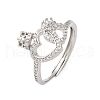 Brass Micro Pave Cubic Zirconia Adjustable Finger Rings for Women RJEW-M099-02P-4