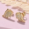 Brass Micro Pave Clear Cubic Zirconia Stud Earrings EJEW-D305-16G-5