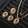 Oval 304 Stainless Steel Pendant Necklace & Stud Earring & Ring FS-WGE4FE8-01-2