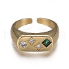 Brass Micro Pave Cubic Zirconia Cuff Rings RJEW-H538-06-2