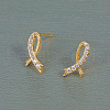 Exquisite Brass Clear Cubic Zirconia Ribbon Stud Earrings EE4607-2