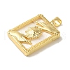 Brass Pave Natural Shell Pendants KK-Z042-27G-02-2