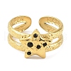 Ion Plating(IP) 304 Stainless Steel Open Cuff Ring for Women RJEW-F166-06G-01-2