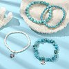 4Pcs 4 Style Synthetic Turquoise Beaded Stretch Bracelets SET BJEW-TA00377-2