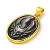 Natural Black Lip Shell Carved Nine Tailed Fox Pendants KK-D537-08G-02-2
