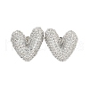 Heart Brass Pave Clear Cubic Zirconia Stud Earrings EJEW-M258-82P-1