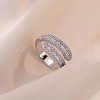 Brass Micro Pave Cubic Zirconia Adjustable Cuff Rings FS-WGD4B5A-01-2