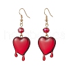 Resin Melting Heart Dangle Earrings EJEW-TA00216-1