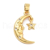 Moon Theme Rack Plating Brass Micro Pave Cubic Zirconia Pendants KK-Z071-52G-09-1
