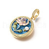Brass Micro Pave Cubic Zirconia & Enamel Pendants KK-R222-11G-05-2