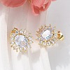 Brass Micro Pave Clear Cubic Zirconia Stud Earrings EJEW-C139-05G-2