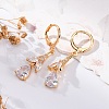 Brass Micro Pave Clear Cubic Zirconia Leverback Earrings EJEW-K300-46G-3