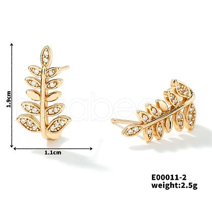 Fashionable and Versatile 3D Leaf Stud Earrings with Copper YH8116-2-1