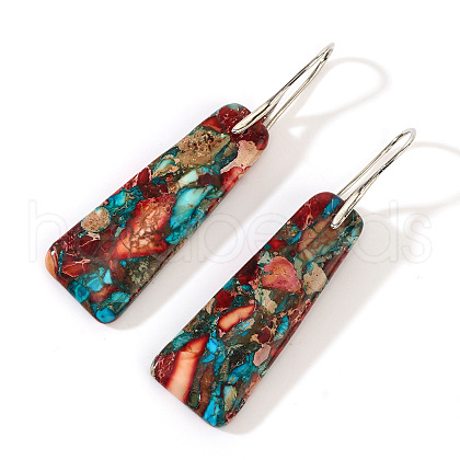 Natural Imperial Jasper Trapezoid Dangle Earrings EG8085-2-1