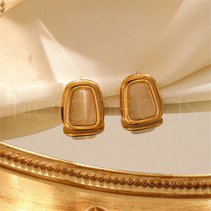 304 Stainless Steel & Opalite Hoop Earrings for Women EJEW-S236-05G-1