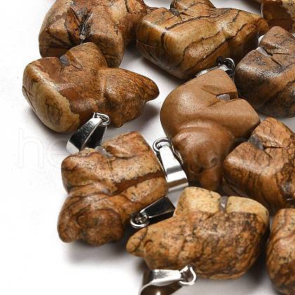 Natural Picture Jasper Pendants G-B127-02P-04-1