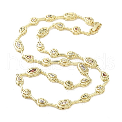 Brass Micro Pave Cubic Zirconia Chain Necklaces  NJEW-L170-11G-02-1