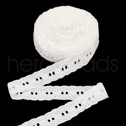 15 Yards Cotton Embroidery Flower Lace Ribbons SRIB-WH0011-178-1