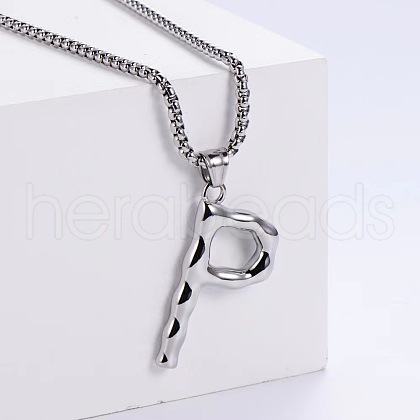 3Pcs Stainless Steel Textured Letter Pendants LW4134-16-1