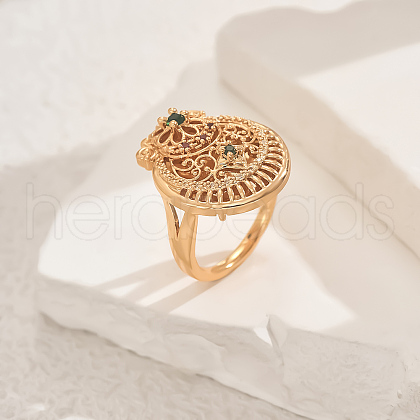 Brass Micro Pave Cubic Zirconia Geometric Adjustable Finger Rings for Women FR4492-1-1