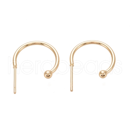 304 Stainless Steel C-shaped Hoop Circle Ball Stud Earrings X-STAS-K204-04G-1