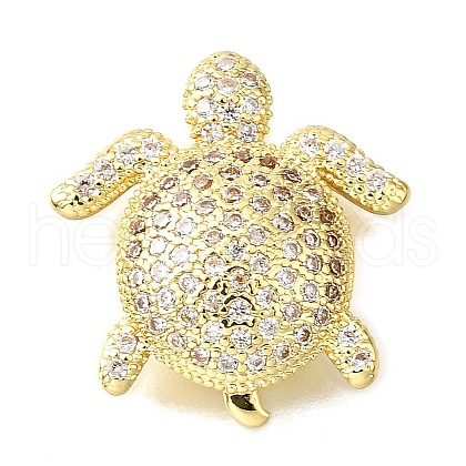 Brass Micro Pave Clear Cubic Zirconia Beads KK-V011-57G-1