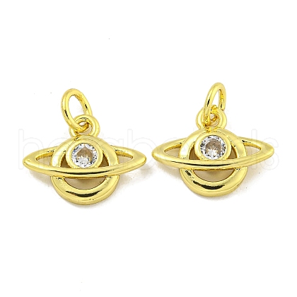 Rack Plating Brass Micro Pave Clear Cubic Zirconia Pendant KK-B091-39G-1