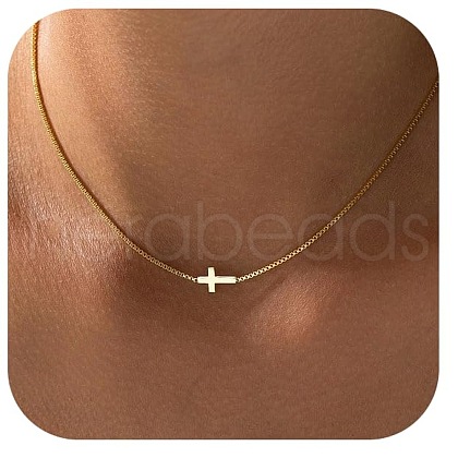 Sideways Cross Brass Pendant Necklaces for Women FS-WGED8DC-06-1