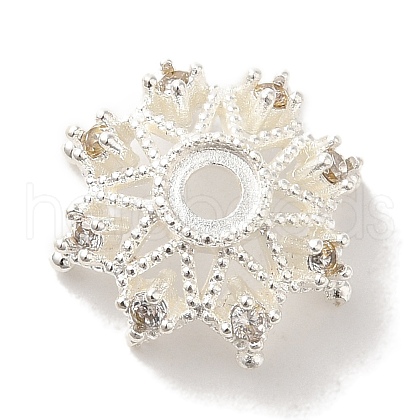 Brass Micro Pave Clear Cubic Zirconia Bead Caps KK-C072-01B-S-1