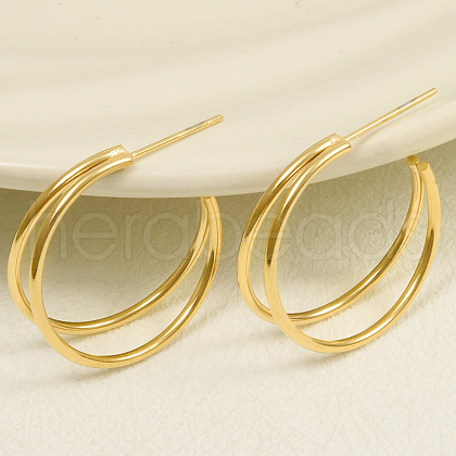 Fashionable 304 Stainless Steel C-Shaped Stud Earrings RC4314-2-1