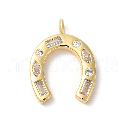 Rack Plating Brass Clear Cubic Zirconia Pendants KK-Z056-19G-1