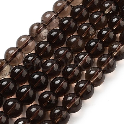 Natural Smoky Quartz Round Beads Strands G-E329-10mm-38A-1