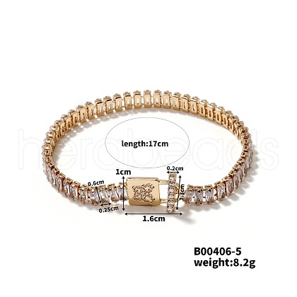 Gorgeous Brass Cubic Zirconia Link Chain Bracelets TI3950-5-1