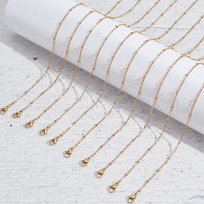 10Pcs 304 Stainless Steel Satellite Chain Necklaces Set for Men Women MAK-NB0001-14-1