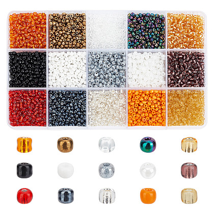 HOBBIESAY 15 Colors HalloweenGlass Seed Beads SEED-HY0001-17A-1