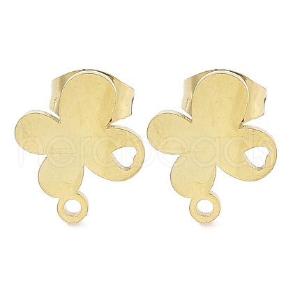 Clover Ion Plating(IP) 304 Stainless Steel Stud Earring Findings STAS-I206-100G-1