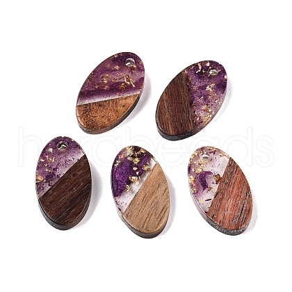 Transparent Resin and Walnut Wood Pendants RESI-T057-03H-1