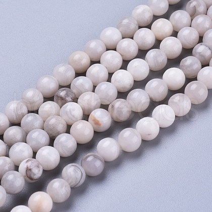 Natural White Agate Beads Strands G-K410-11-6mm-1